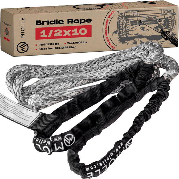 Miolle Tree Saver Tow Strap 1/2"x10' Lab Test Bridle Recovery Rop