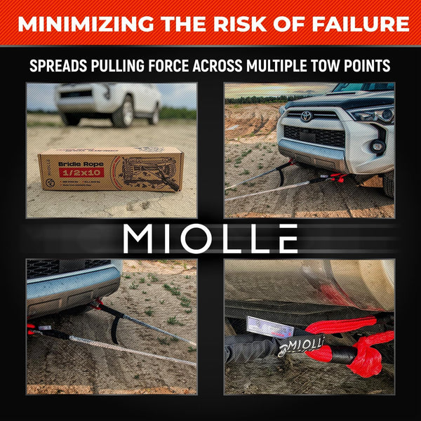 Miolle Tree Saver Tow Strap 1/2"x10' Lab Test Bridle Recovery Rop