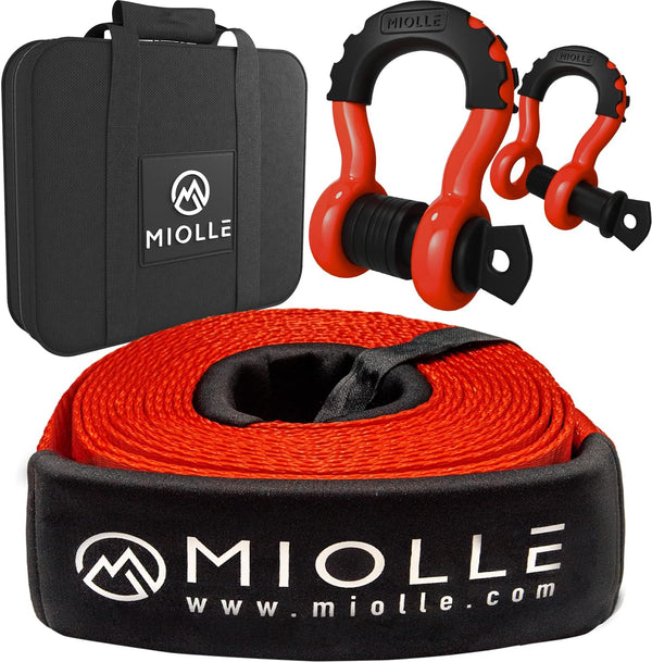 Miolle Tow Strap 3”x20’ with Loops and D-Hook Shackles