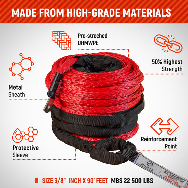 Synthetic Winch Rope 3/8" x90